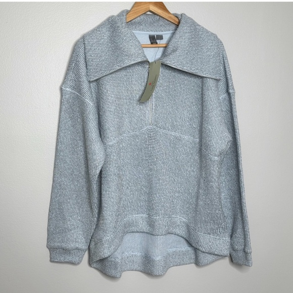 NWT Sweaty Betty Sweatshirt Restful Boucle Half Zip Sweatshirt Salt Blue Large - Picture 5 of 16